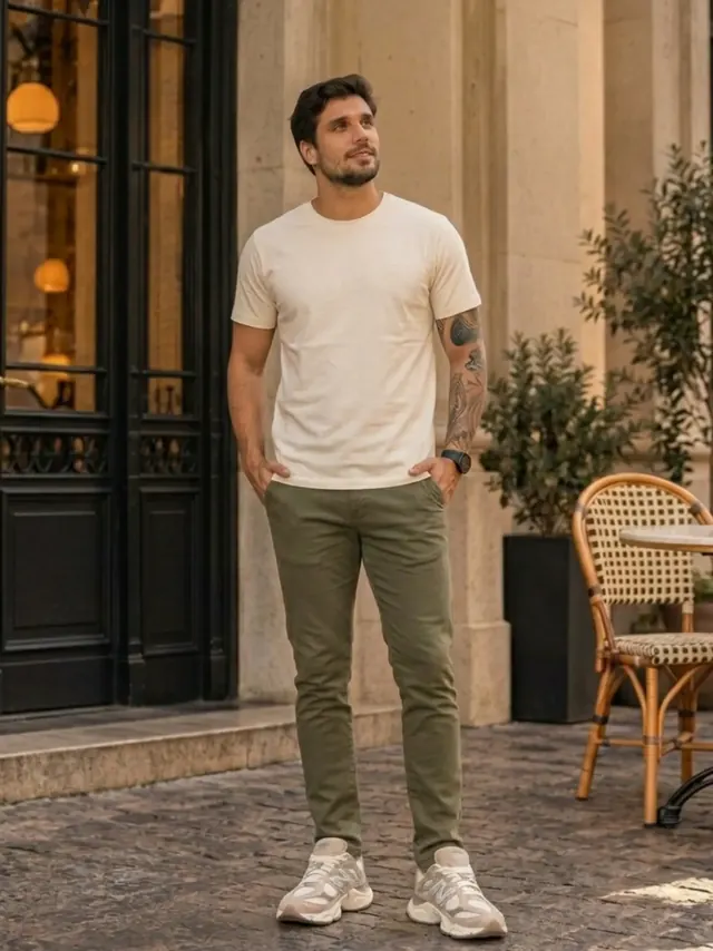 Look casual verde-oliva