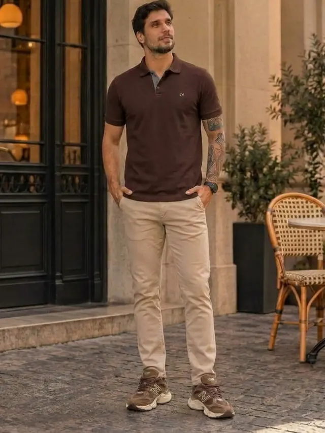 Look polo marrom