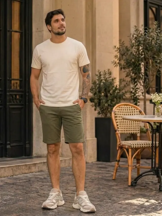 Look com bermuda verde